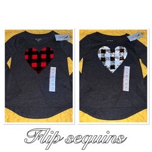 🌼 ❤️ Cat & Jack Shirt Girls Size XS 4 5 New NWT Valentine’s Day Flip Sequins